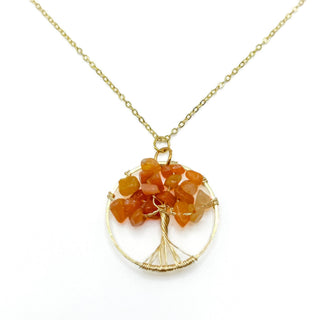 Alegria Accessories Ashton Necklace featuring a gold wire tree-of-life pendant with gemstone chips on a delicate chain.