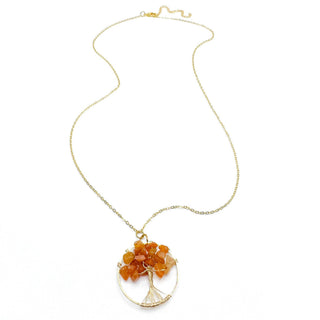 Alegria Accessories Ashton Necklace with gold chain and tree of life pendant featuring gemstone chips