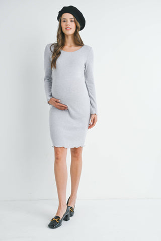 Teal Ribbed Long Sleeve Sweater Dress