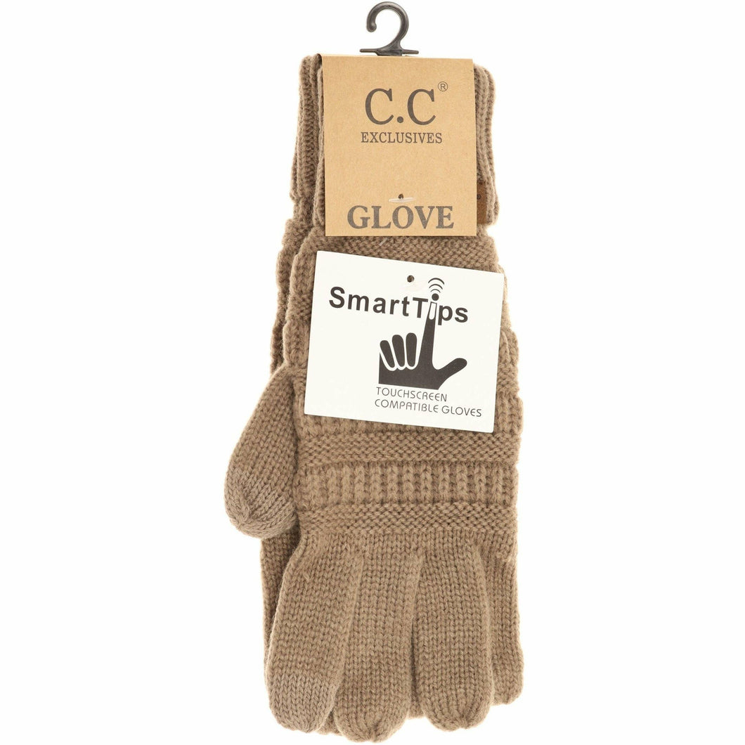 Solid Cable Knit Gloves