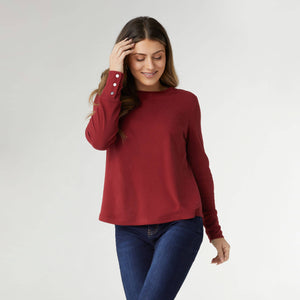 Scarlet Soft Knit Cuff Detail Top