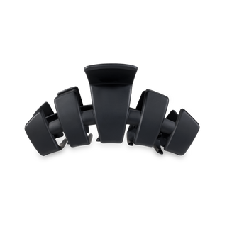 TELETIES Classic Hair Clips arranged in a semi-circle on black background showing matte finish design