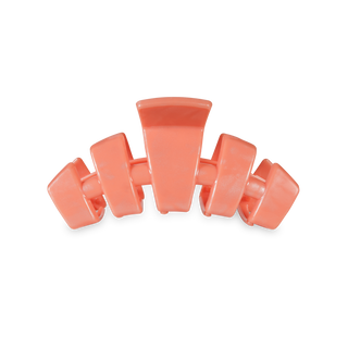 TELETIES Classic Hair Clip with curved sectioned design in translucent coral orange shade