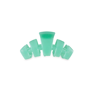 TELETIES Classic Hair Clip in translucent green with fan-shaped design on white background