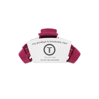 TELETIES classic hair clips in pink and black packaging with brand logo and tagline