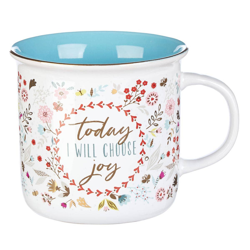 Blue/White Floral Choose Joy Mug