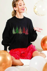 Sequin Christmas Tree Soft Knit Sweater