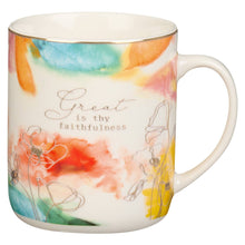 Load image into Gallery viewer, White/White Floral Great Is Mug