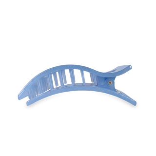 TELETIES flat rectangle hair clip with ribbed texture and curved design on white background