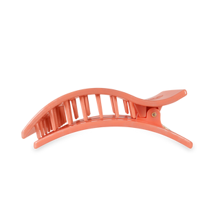 TELETIES flat rectangle hair clip with curved design and ridged texture for secure hold