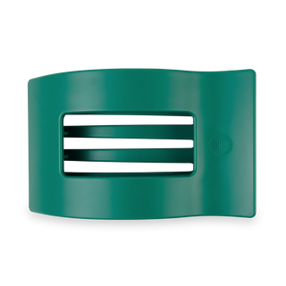TELETIES flat rectangle hair clip in green with ventilated design and logo detail