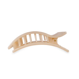 TELETIES flat rectangle hair clip with curved design and ridged texture on white background