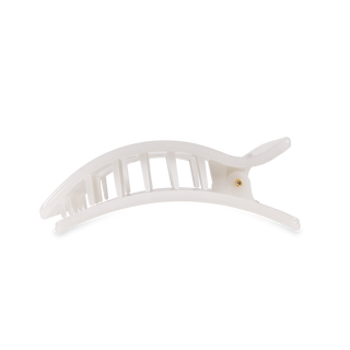 TELETIES flat rectangle hair clip in white with textured grip pattern and logo detail