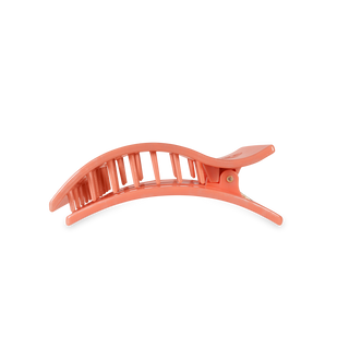 TELETIES flat rectangle hair clip with curved design and secure grip in coral pink shade