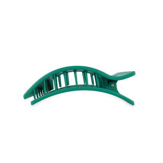TELETIES flat rectangle hair clip with curved design and grip teeth in teal green color