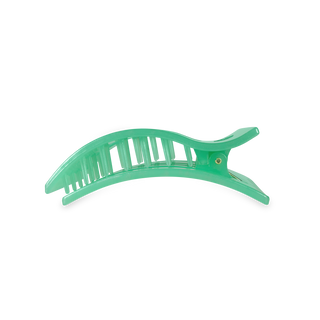 TELETIES flat rectangle hair clip with curved design and teeth grip in translucent green
