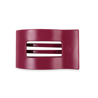 TELETIES flat rectangular hair clip with tortoiseshell pattern in burgundy red tones