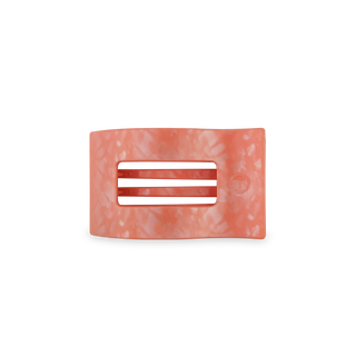 TELETIES flat rectangle hair clip in coral orange marble pattern with rectangular opening