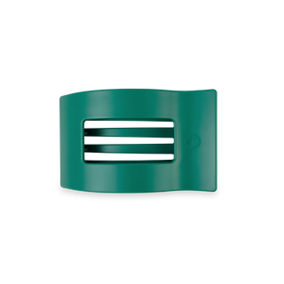 TELETIES flat rectangle hair clip in teal green color with ventilation slots