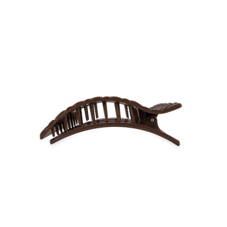 TELETIES flat rectangle hair clip with quilted textured design in brown tone