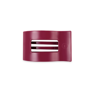 TELETIES flat rectangle hair clip with horizontal slats in burgundy color