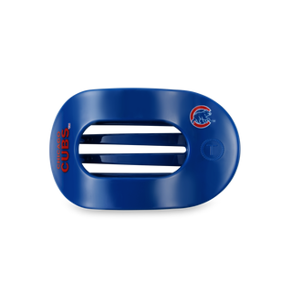 Blue Chicago Cubs flat round hair clip with team logo and horizontal grip strips