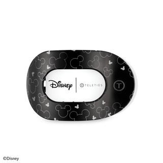 TELETIES Disney Spotlight medium flat round hair clip with Mickey Mouse pattern on black background