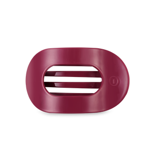TELETIES flat round hair clip with ventilated oval design in burgundy color