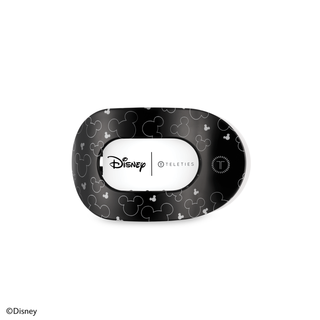 Disney Spotlight flat round hair clip with Mickey Mouse pattern on black background