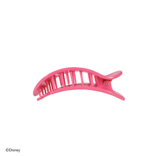 Pink curved hair clip with ventilated design and teeth for secure hold