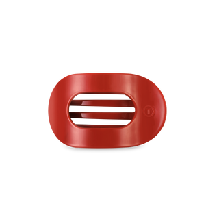TELETIES flat round hair clip with oval opening and grip teeth in red color