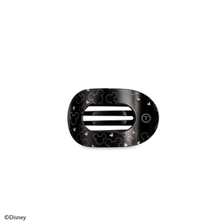 Black oval hair clip with Mickey Mouse head pattern and central opening slot