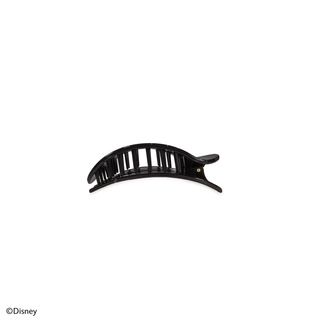 Black curved hair clip with vertical slat design and spring-loaded clasp mechanism