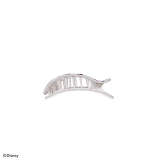 White curved hair clip with vertical slats and Disney Mickey and Friends pattern