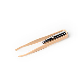 Rose gold precision tweezers with built-in LED light for enhanced visibility and accuracy