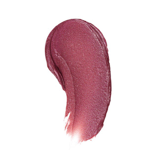 Shimmery berry-toned lip tint swatch smeared on white background showing color and texture