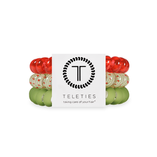 TELETIES hair ties in various colors with brand logo on white background