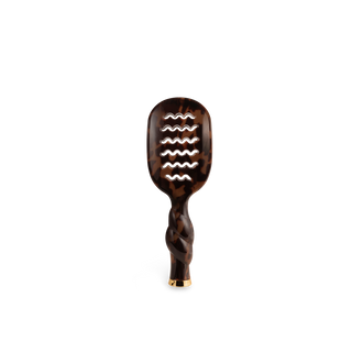 TELETIES Mini Vented Brush with twisted braided handle, wavy vented bristle pattern, and gold tip accent.
