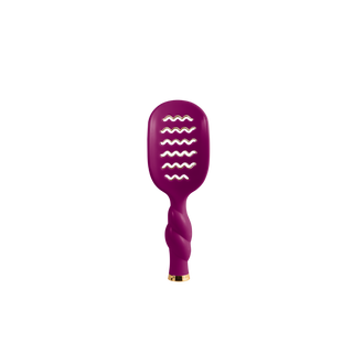 TELETIES Mini Vented Hair Brush with twisted handle, wavy vented slots, and gold accent tip.
