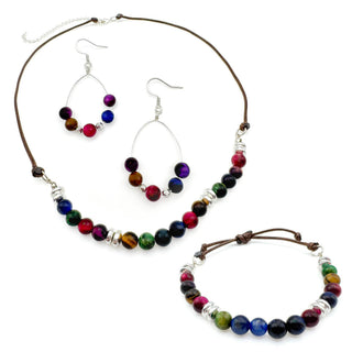 Alegria Accessories Mountain Breeze multicolor beaded necklace, bracelet, and earring jewelry set.