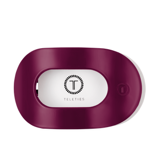 TELETIES Large Flat Round Hair Clip in a rich berry tone with white logo detail.