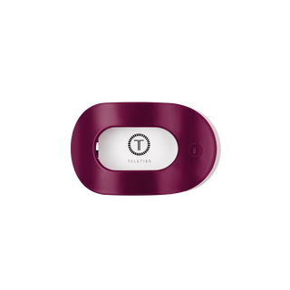 TELETIES small flat round hair clip with brand logo on white oval center panel