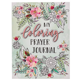 Floral-decorated prayer journal cover with watercolor flowers and decorative elements for coloring and spiritual reflection.
