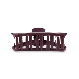 TELETIES open hair clip with curved design and vertical slats in burgundy color
