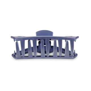 Blue open hair clip with curved design and ventilated slats for secure comfortable hold