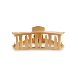 TELETIES open hair clip with slotted design in champagne color against white background