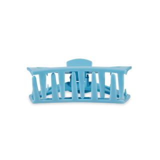 Light blue open hair clip with rectangular grip design and ventilated sides