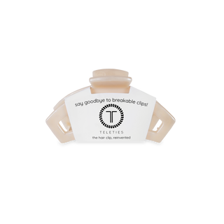 TELETIES Open Hair Clip in clear plastic packaging with brand logo and tagline