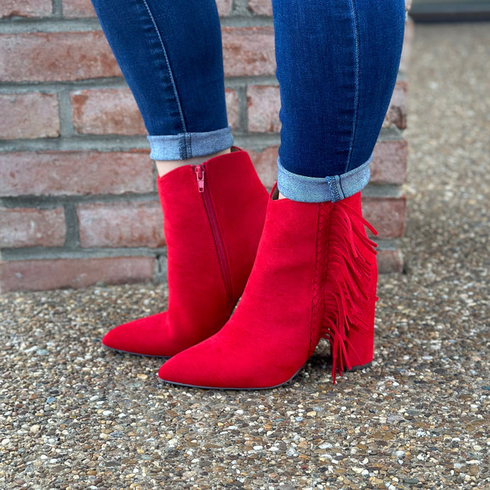 Chic Red Suede Boot