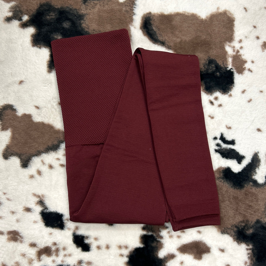 Wine Tummy Control Fleece Leggings